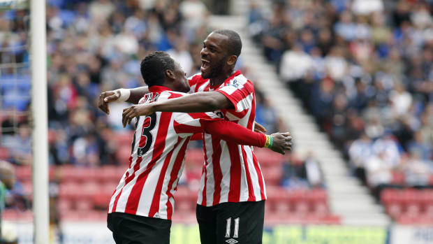 Asamoah Gyan and Darren Bent at Sunderland